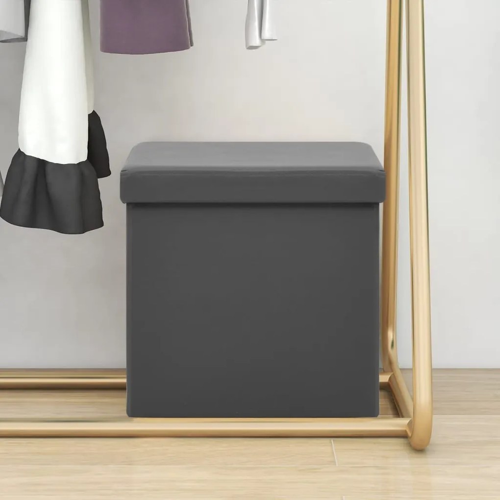 vidaXL Banco de arrumação dobrável PVC cinzento