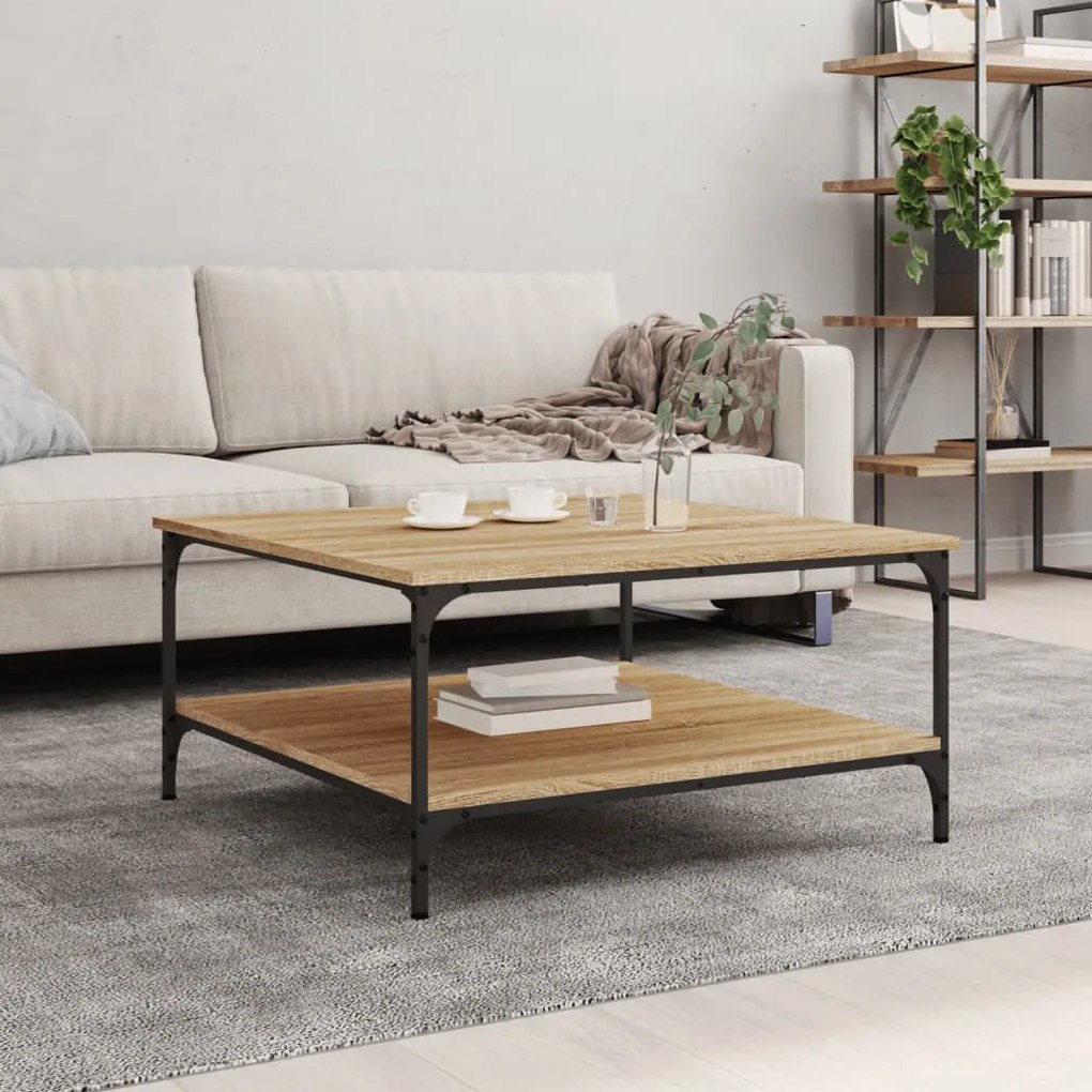 vidaXL Mesa de centro 80x80x40 derivados de madeira carvalho sonoma