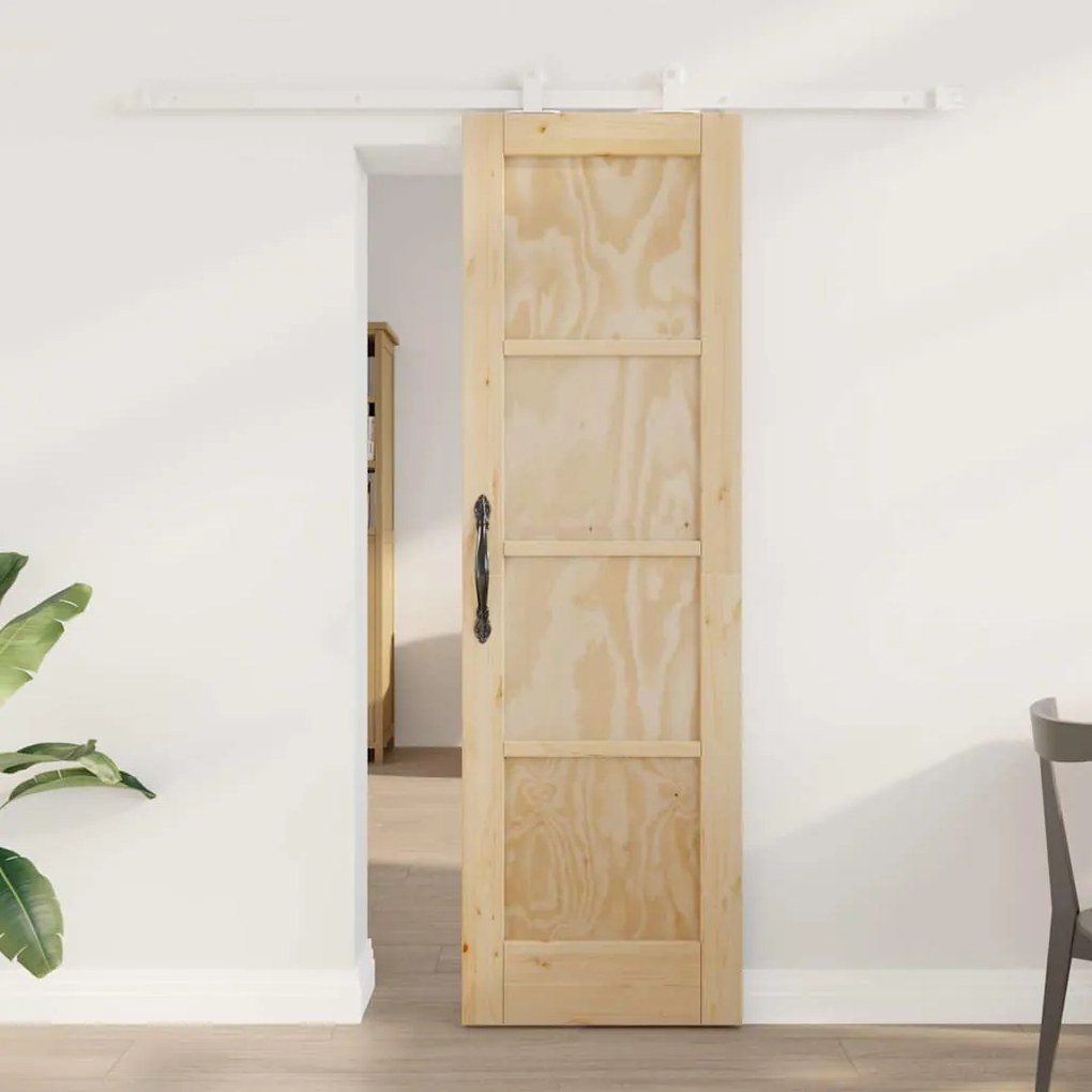 Conjunto de Porta Deslizante vidaXL com Ferragens 61x198,5 cm Madeira Maciça de Pinho