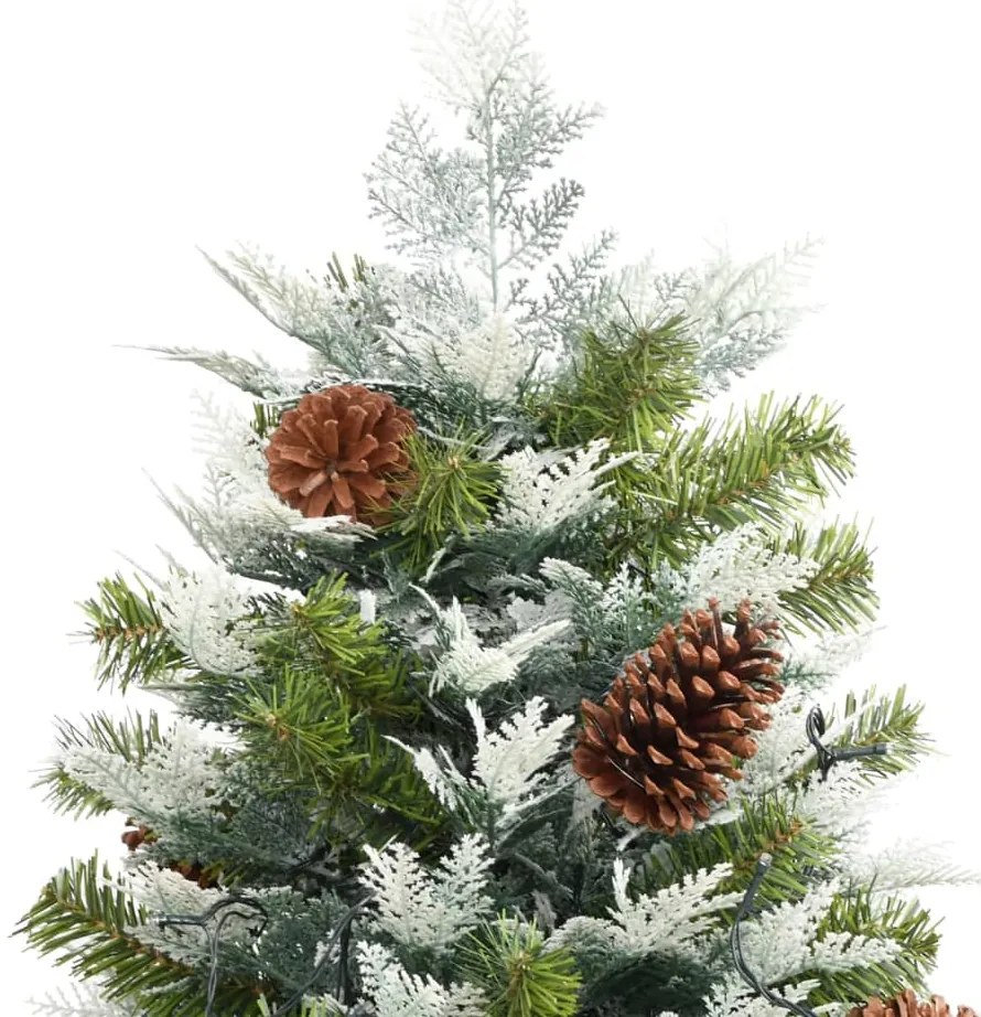 Árvore de Natal com pinhas pré-iluminada 225 cm PVC e PE verde