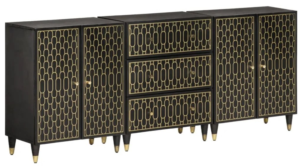 vidaXL Móveis de apoio 3 pcs 60x33x75 cm madeira de mangueira maciça