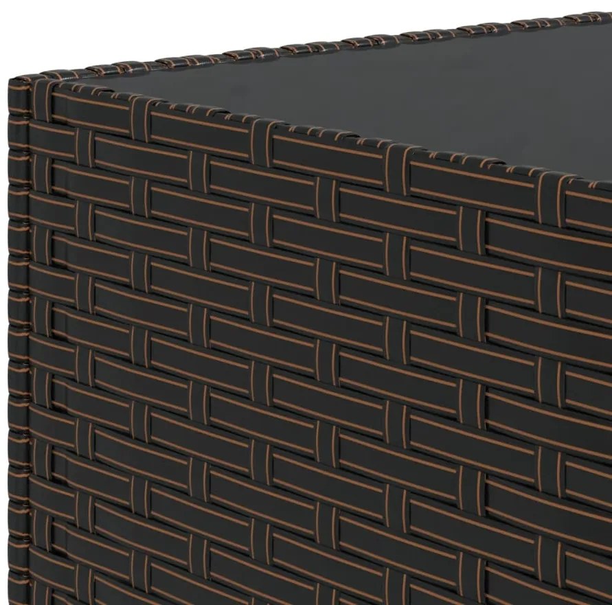 Mesa de centro para jardim quadrada 50x50x30cm vime PE castanho