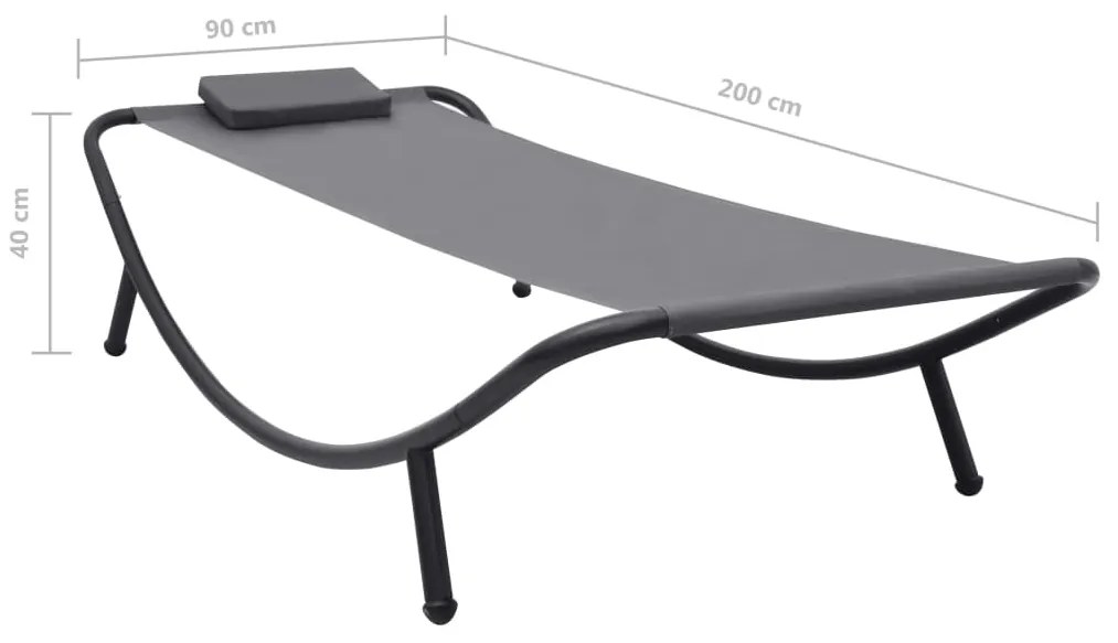 Espreguiçadeira de jardim 200x90 cm aço cinzento