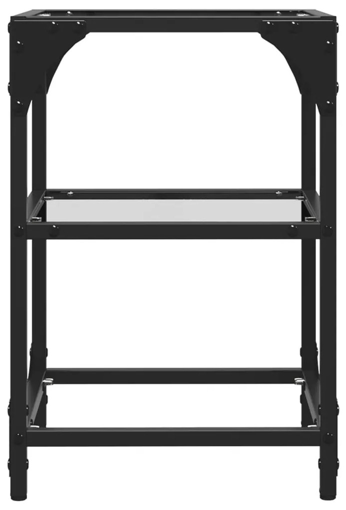 Mesa de centro c/ tampo em vidro transparente 30x30x45 cm aço