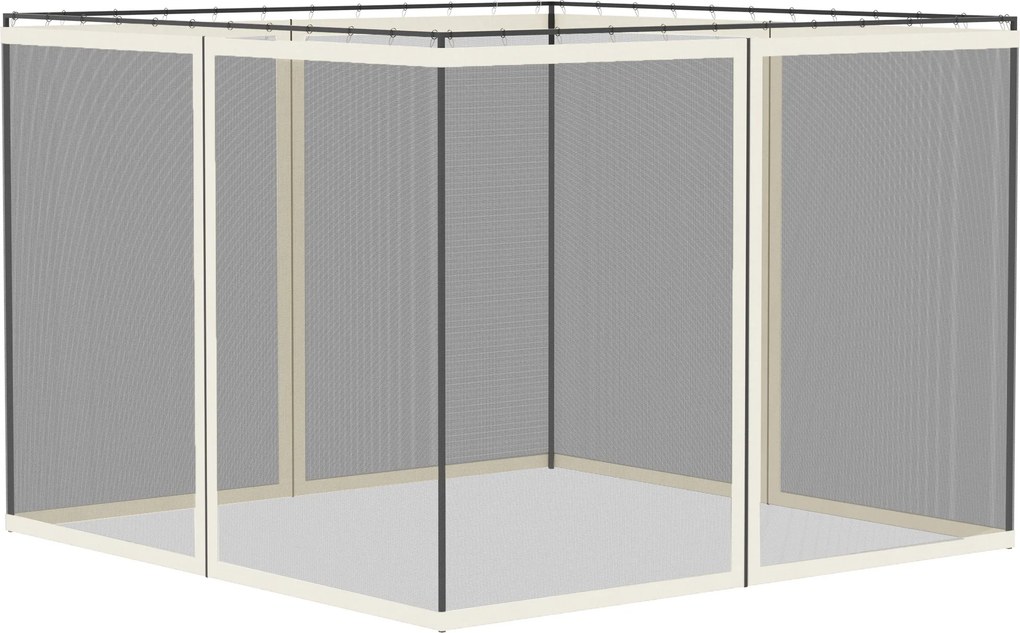 Outsunny Redes Mosquiteiras para Barnum de Jardim 3x3 m Conjunto de 4 Mosquiteiros com Zíper Ganchos de Fixação Branco e Preto | Aosom Portugal