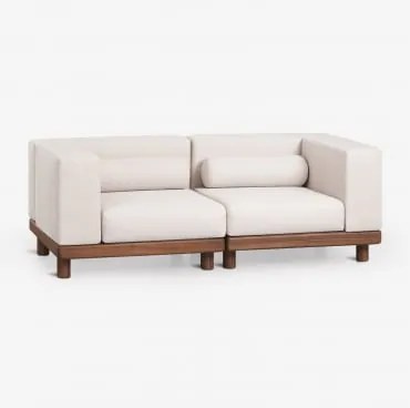 Sofá Modular De Jardim De 2 Peças Com 2 Módulos De Canto Em Acácia Edrien Castanho Acácia - Sklum