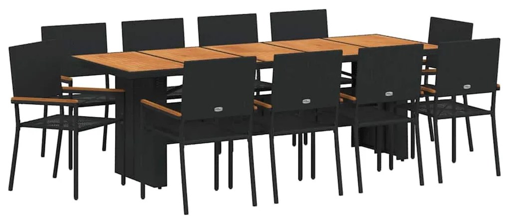 Conjunto de Jantar para Jardim 11 pcs Preto 10 Lugares