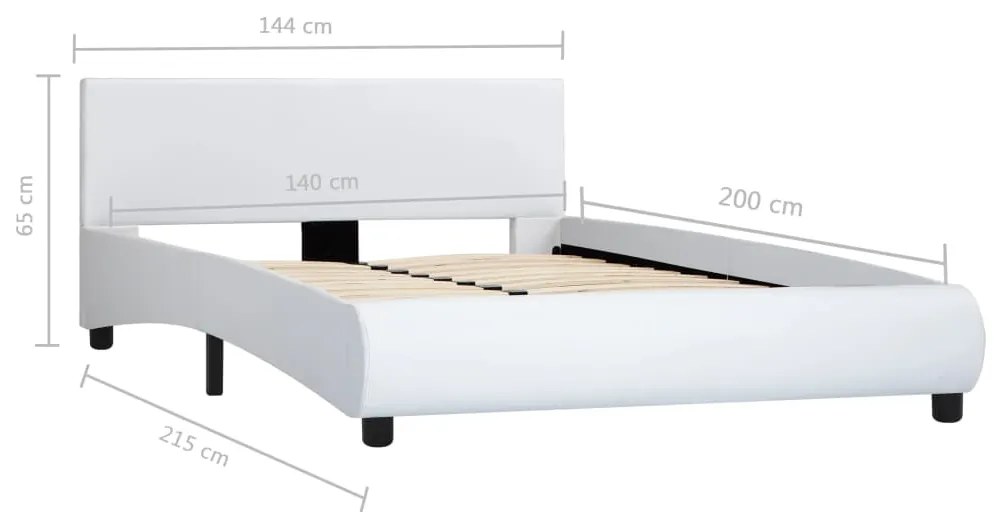 Estrutura de cama 140x200 cm couro artificial branco