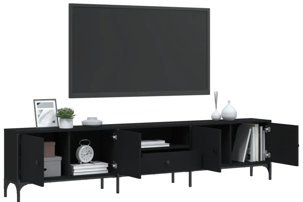 Móvel de TV c/ gaveta 200x25x44 cm derivados de madeira preto