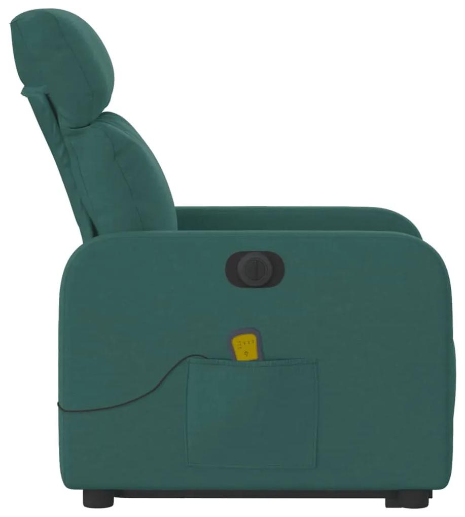 Poltrona elétrica elevatória massagens tecido verde-escuro
