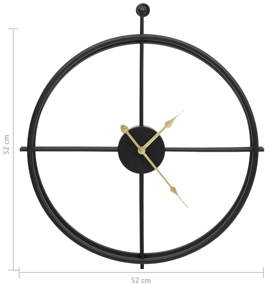 Relógio de parede 52 cm ferro preto