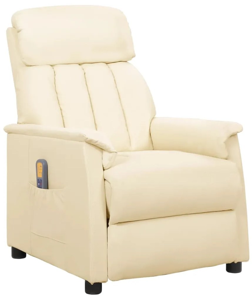 vidaXL Cadeira de massagens couro artificial cor creme