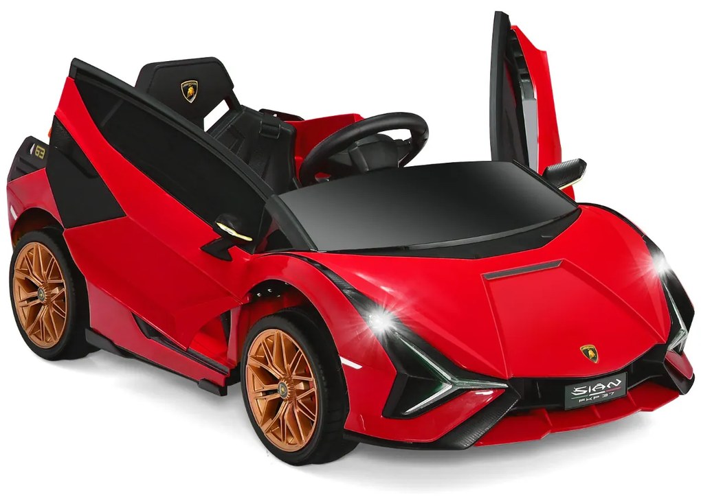 Carro elétrico para crianças bateria de 12 V Lamborghini com controlo remoto Luzes LED Música MP3 Buzina 108 x 64 x 41 cm Vermelho