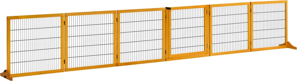 Barreira de segurança para cães, dobrável, com 6 painéis e pés removíveis, 432 x 36 x 70 cm, amarela