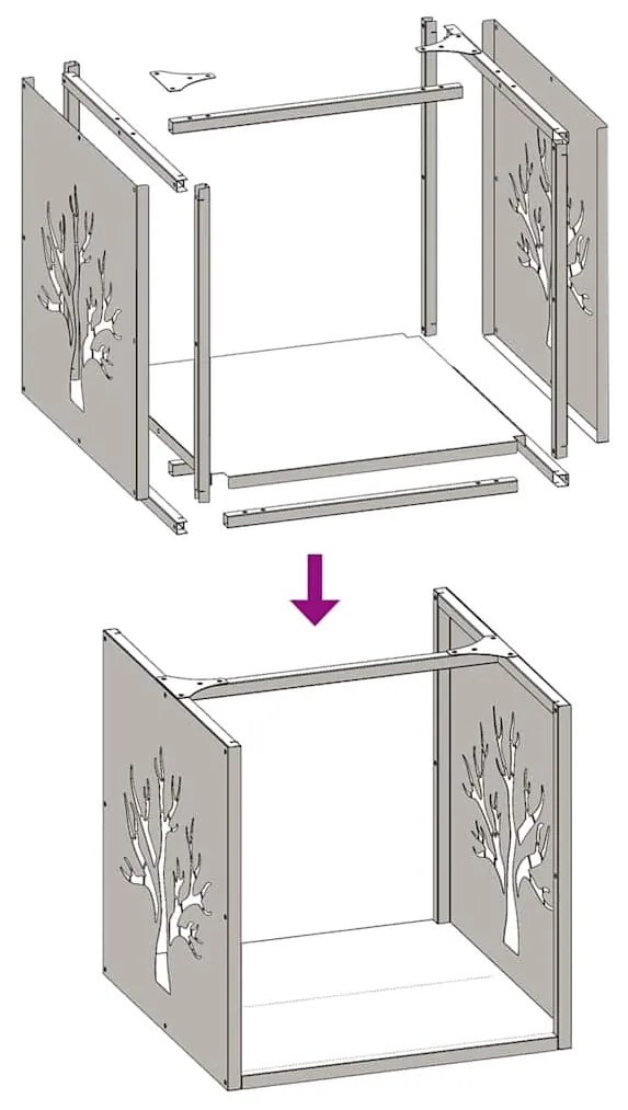 Suporte para lenha 40x40x40 cm aço laminado a frio branco