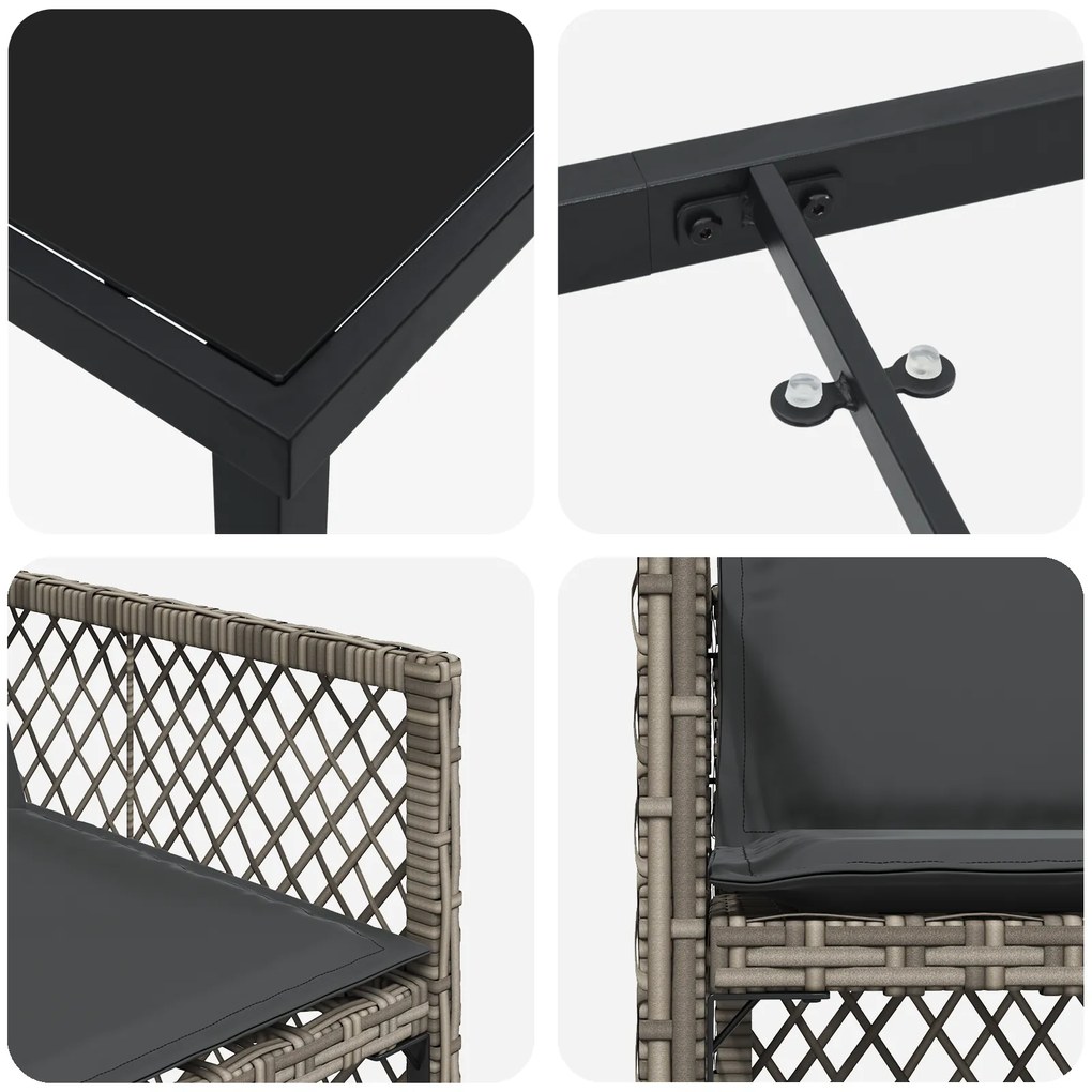 Conjunto de Jantar de Jardim vidaXL de 9 Peças com Almofadas Cinza em
