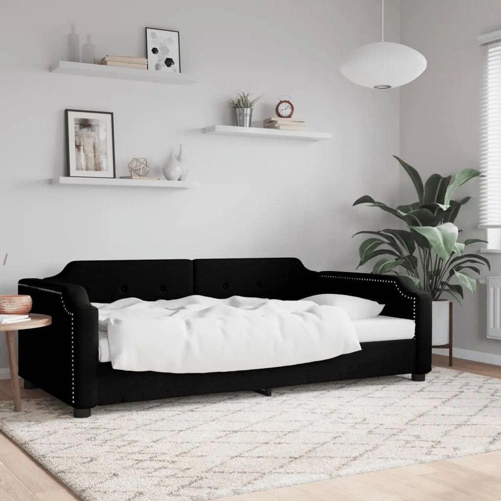 Sofá-cama 90x190 cm tecido preto