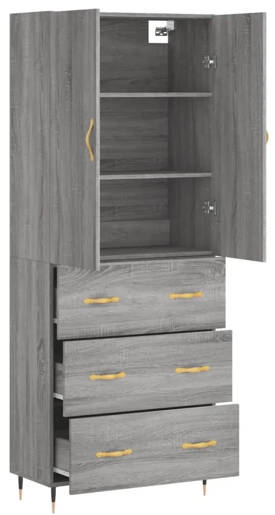 Armário alto 69,5x34x180 cm derivados de madeira sonoma cinza