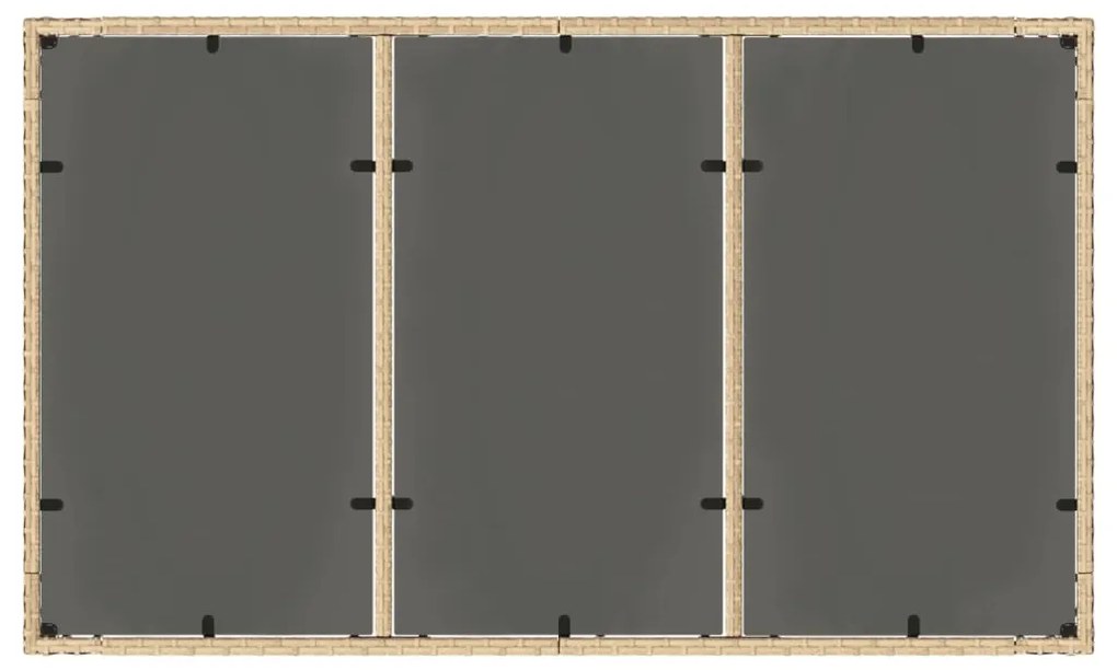Mesa de jardim com tampo de vidro 150x90x75 cm vime PE bege