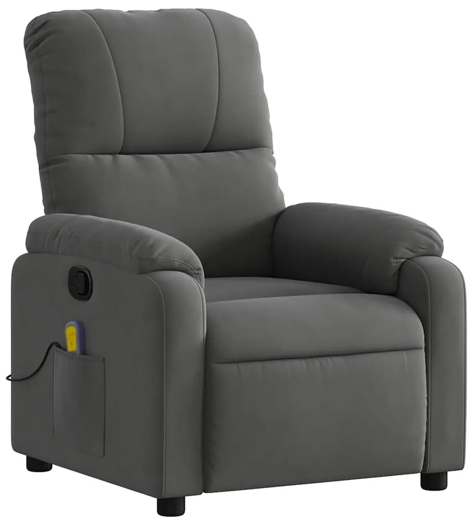 Poltrona de massagens reclinável tecido microfibra cinza-escuro