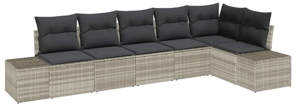 Conjunto de Sofá de Jardim com 6 Peças e Almofadas Cinza Claro