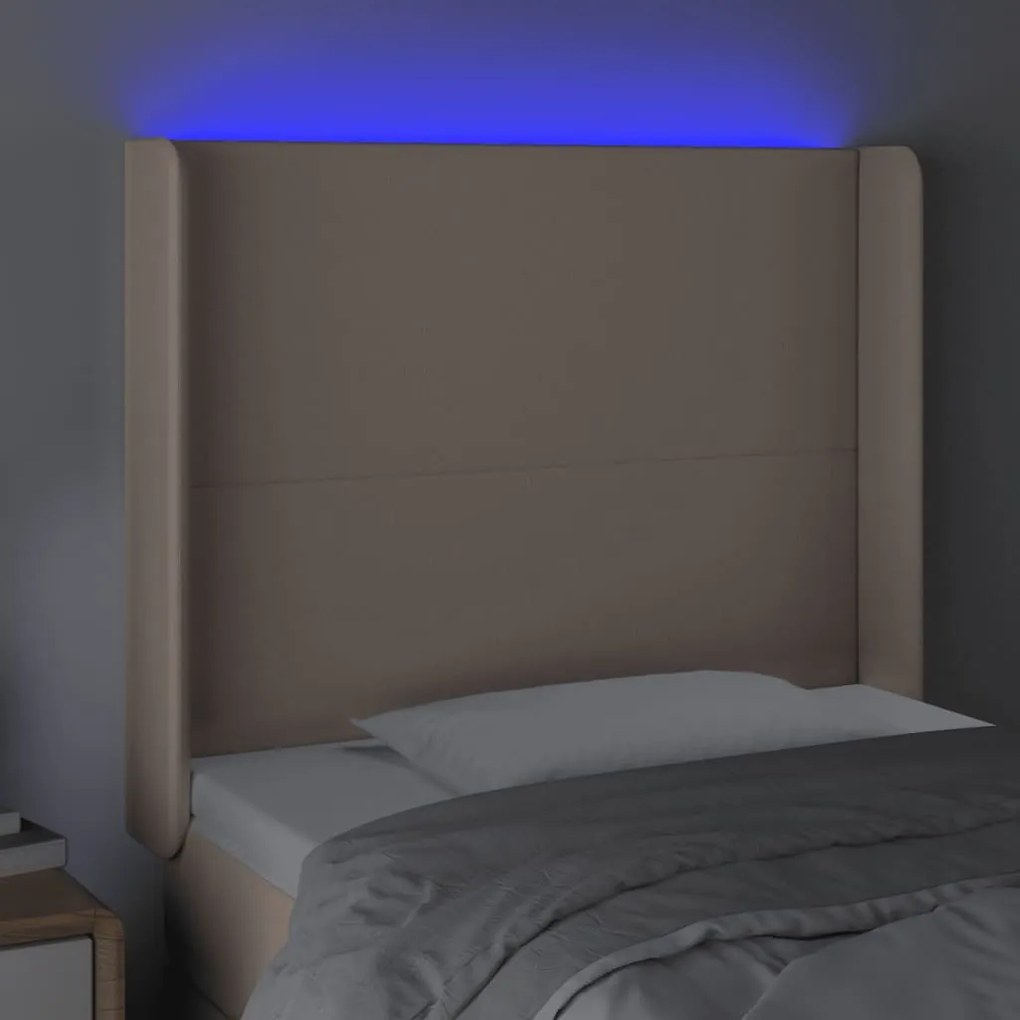 Cabeceira cama c/ LED couro artif. 93x16x118/128 cm cappuccino