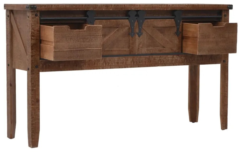 Mesa consola madeira de abeto maciça 131x35,5x75 cm castanho