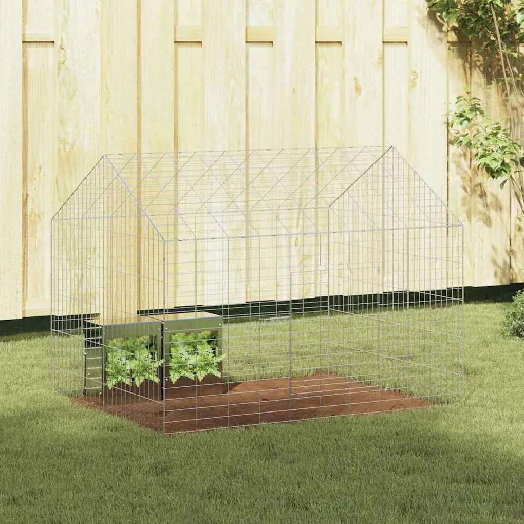 vidaXL Gaiola para Coelhos Prateado 400 x 78 x 78 cm Aço Galvanizado