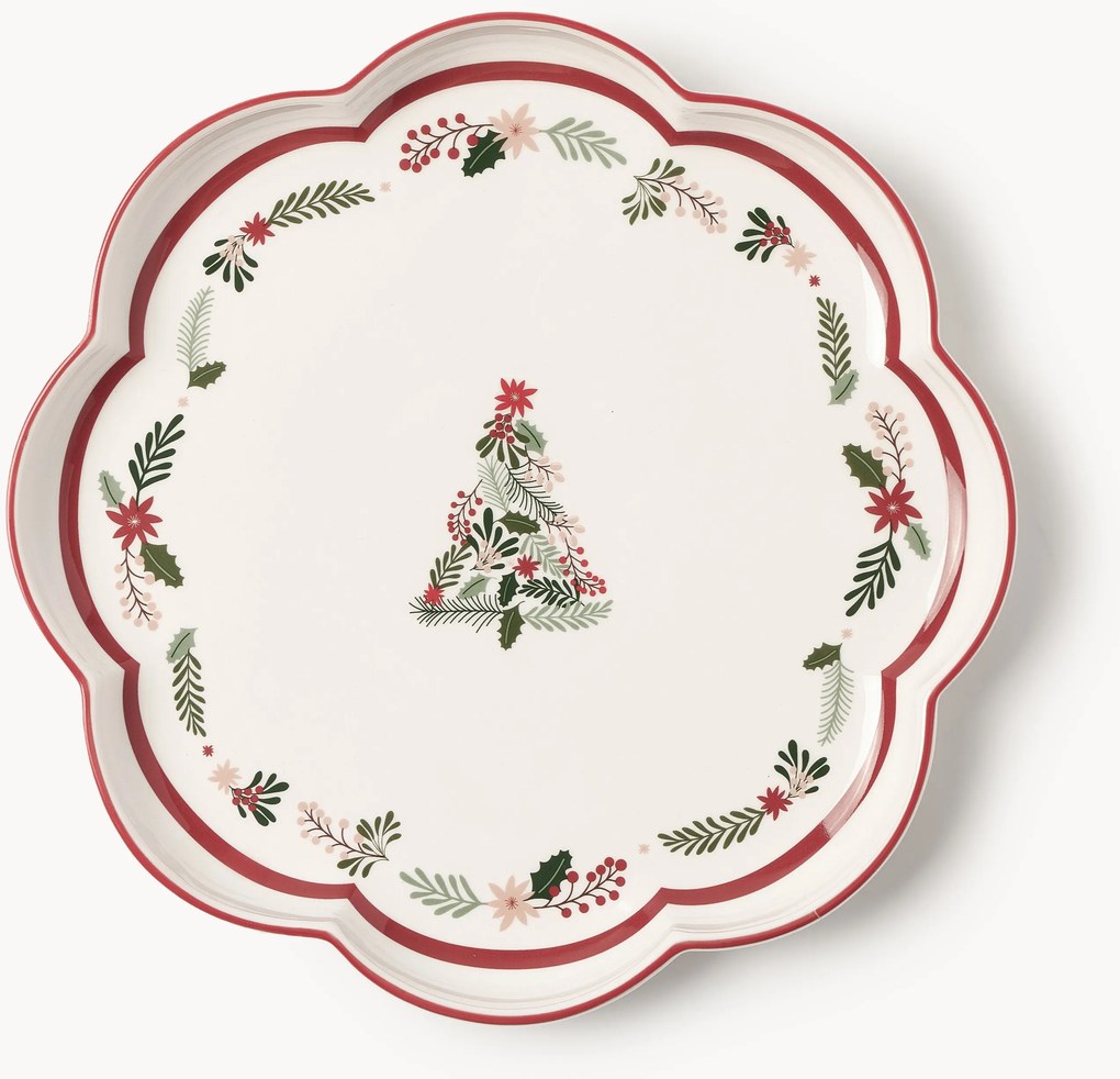 Pratos rasos de Natal em porcelana Eve, conjunto de 4