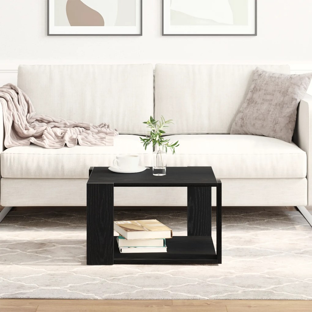 Mesa de Centro vidaXL Preta em Carvalho 85x55x31 cm em Madeira Derivada