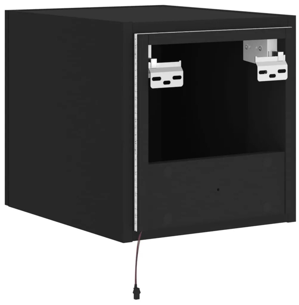Móvel de parede para TV com luzes LED 30,5x35x30 cm preto