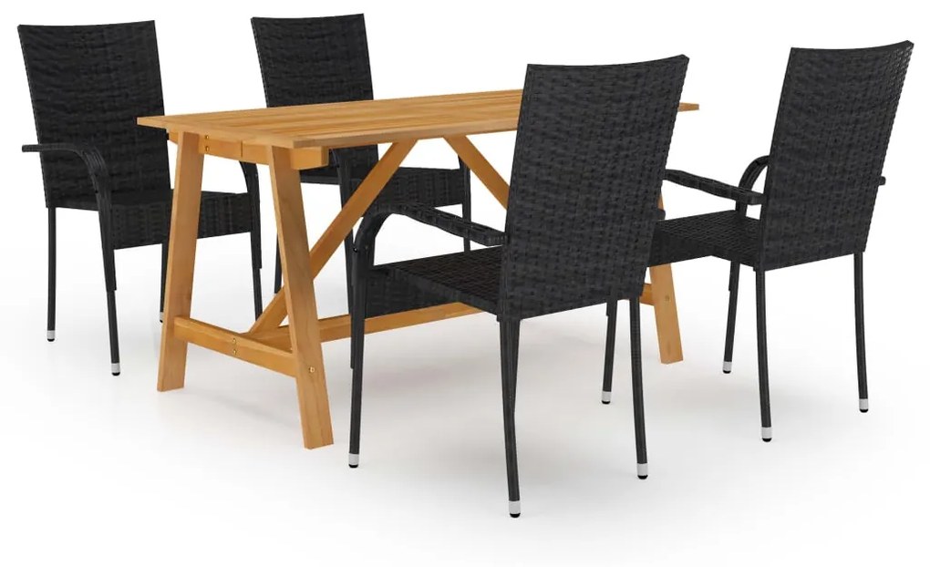 vidaXL 5 pcs conjunto de jantar para jardim preto