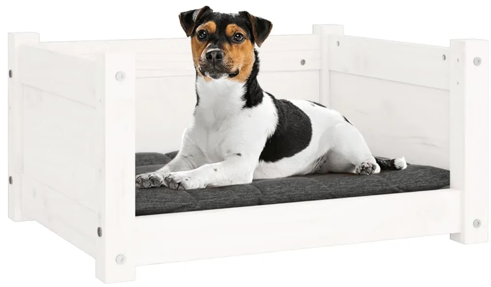 Cama para cães 55,5x45,5x28 cm madeira de pinho maciça branco
