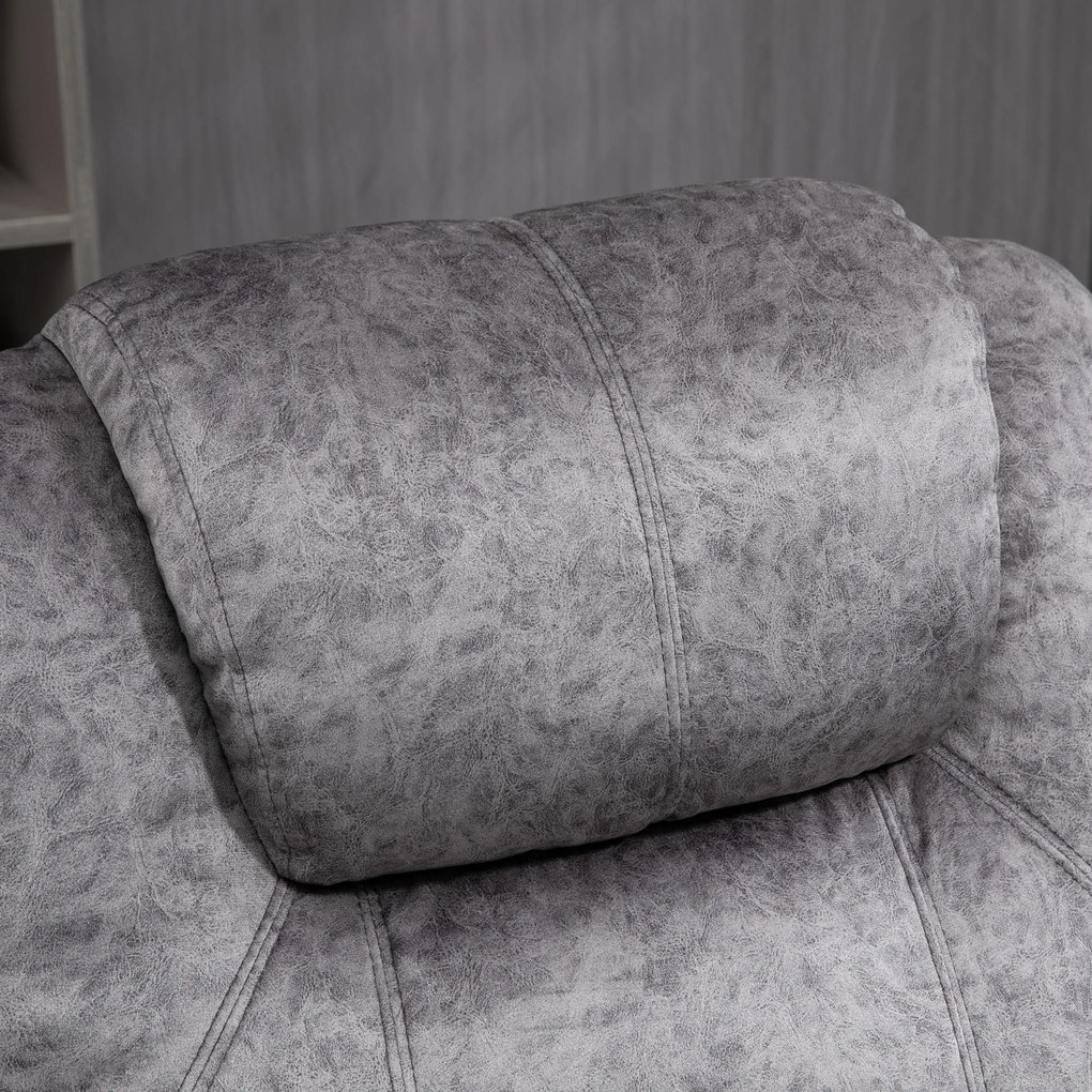 Poltrona Relax Reclinável com Apoio para os Pés Retrátil Encosto Alto Bolso Lateral Acolchoado Grosso 88x91x108 cm Cinzento