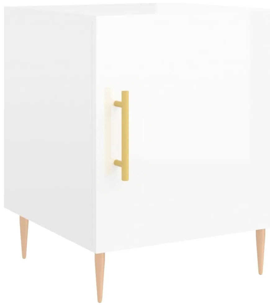 Mesa cabeceira 2pcs 40x40x50cm deriv. madeira branco brilhante