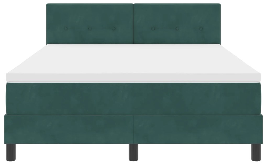 Cama Box Spring com Colchão Verde Escuro 140x190 cm Veludo