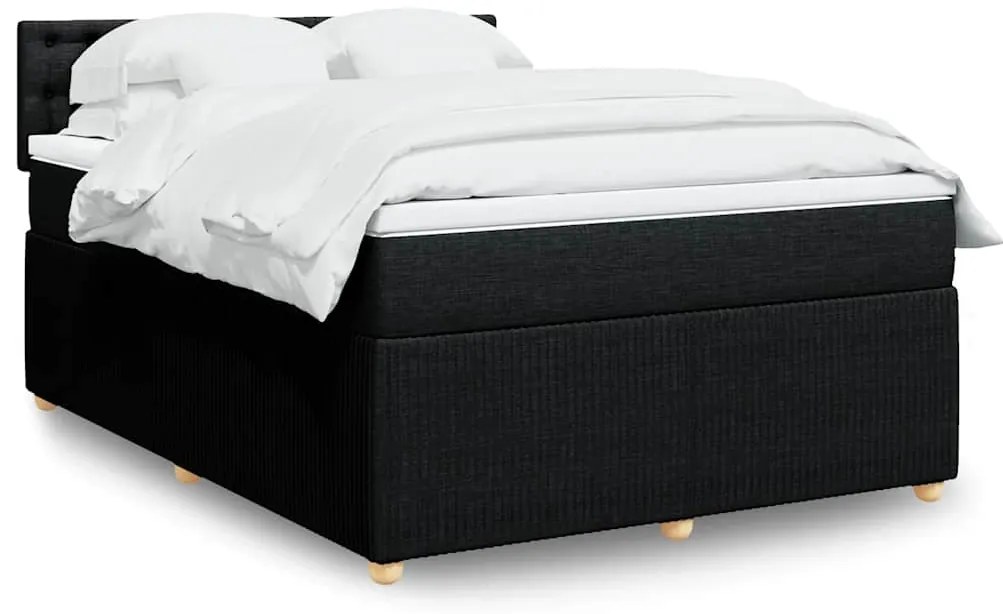 vidaXL Cama com molas/colchão 140x190 cm tecido preto