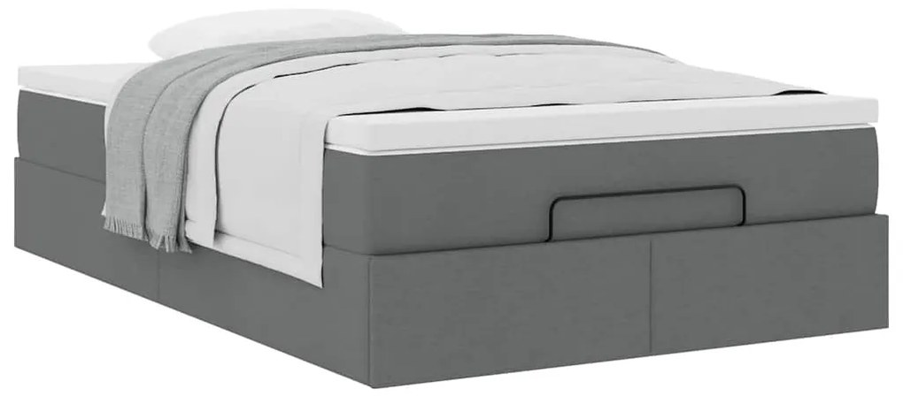 Estrutura cama otomana colchão 120x200cm tecido cinzento escuro