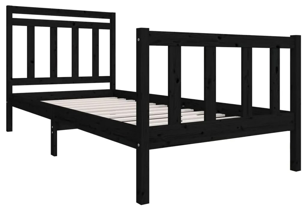 Estrutura de cama 100x200 cm madeira maciça preto