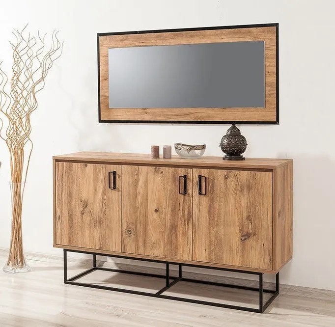Aparador Mare – Pinho Atlântico e Preto - 140 x 80 x 40 cm - Design In