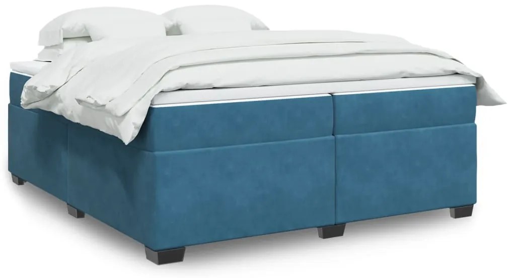 vidaXL Cama com molas/colchão 200x200 cm veludo azul-escuro