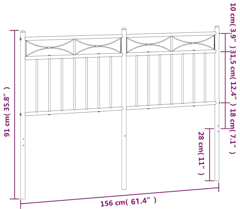 Cabeceira de cama 150 cm metal preto