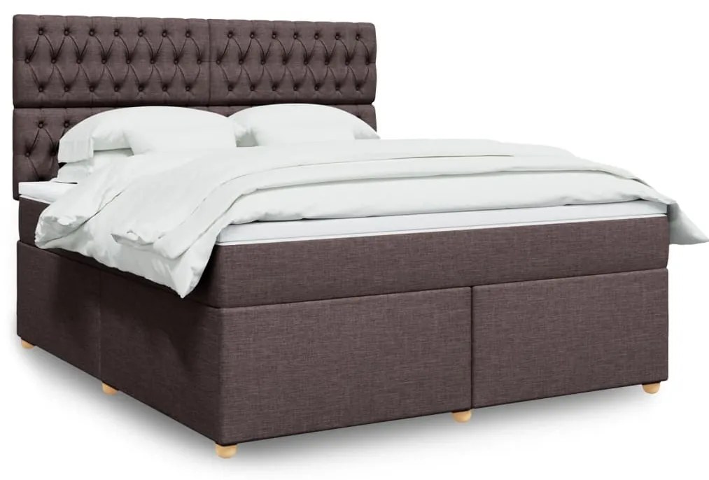 vidaXL Cama com molas/colchão 180x200 cm tecido castanho-escuro
