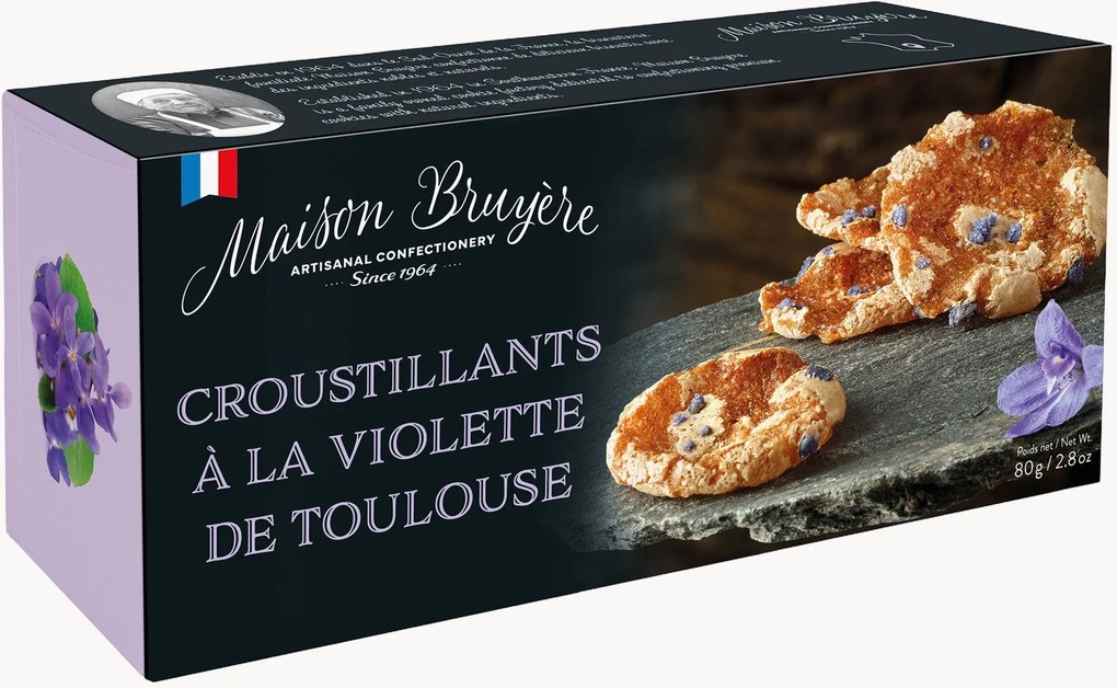 Pastéis crocantes de violetas cristalizadas
