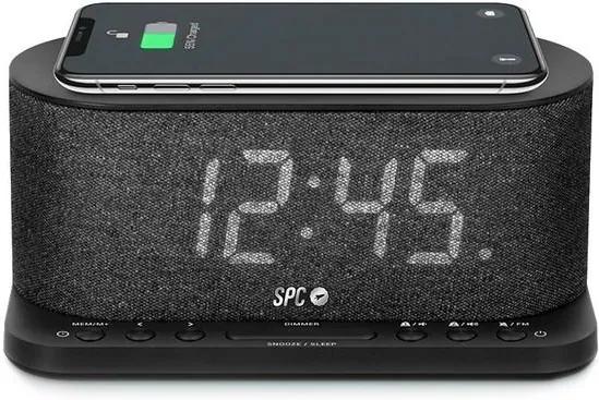 Rádio Despertador com Carregador sem Fios SPC 4582N 4,3" LED USB Preto