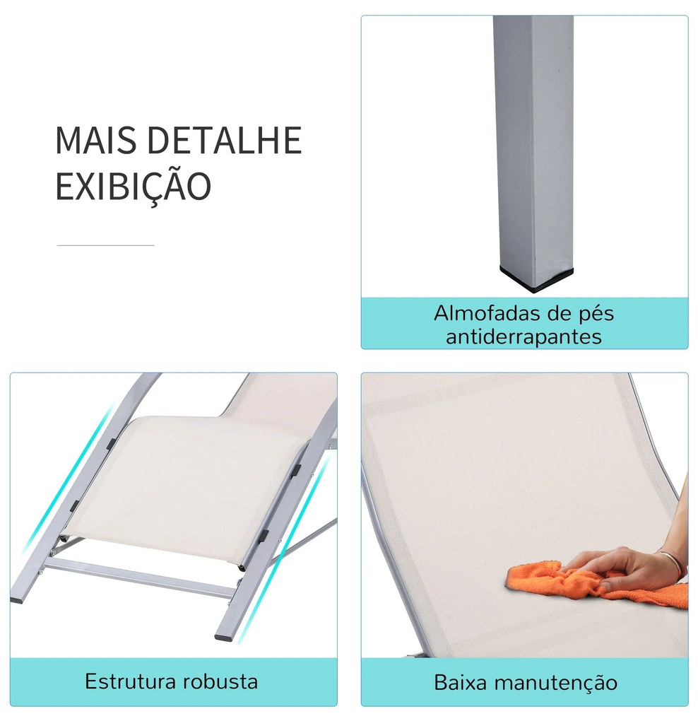 Outsunny Conjunto de 2 Espreguiçadeiras de Jardim 59x169x66 cm com Mes