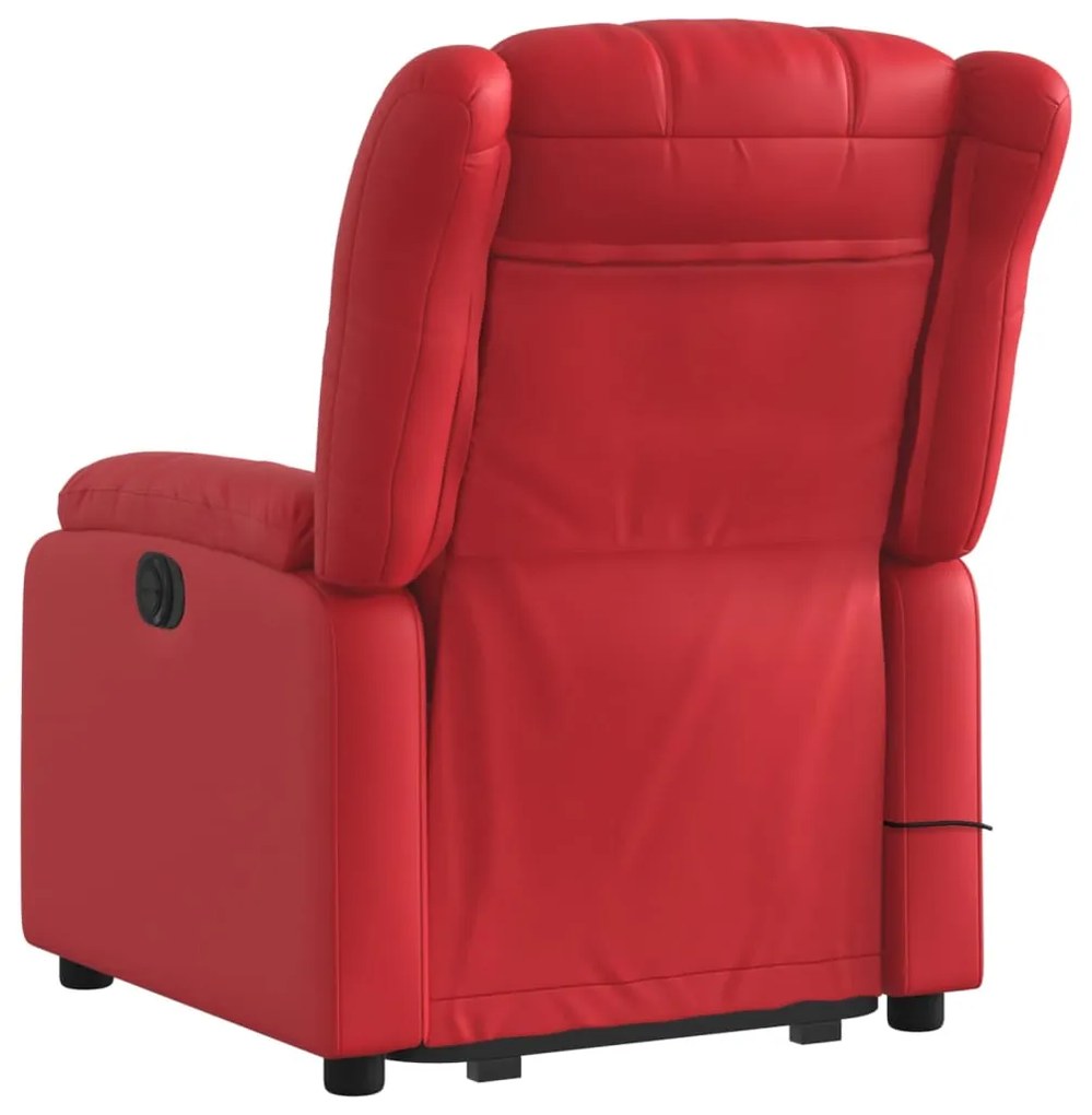 Poltrona massagens reclinável elevatória couro artif. vermelho