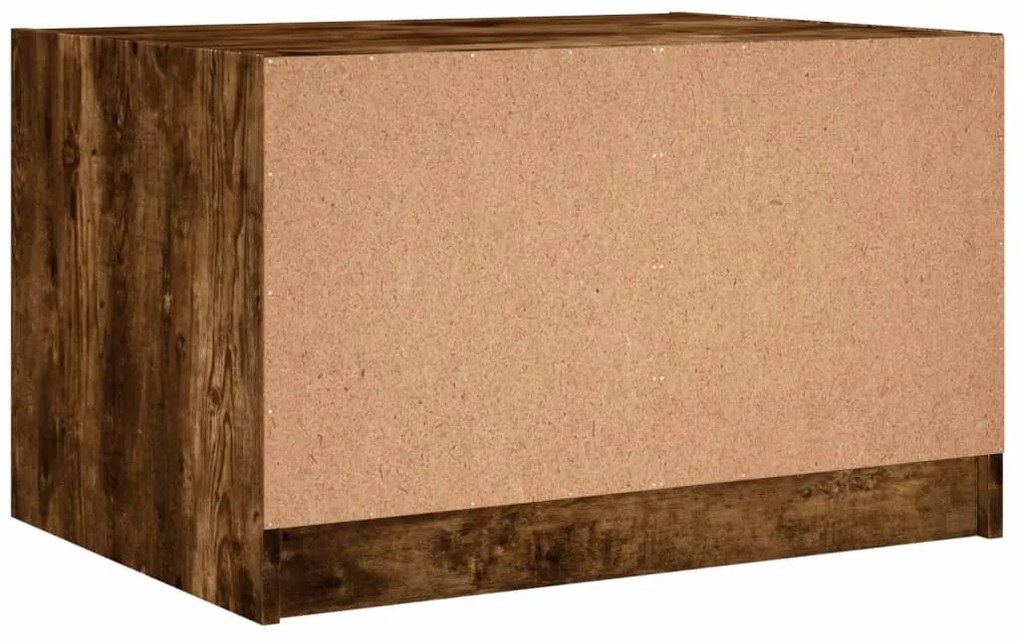 Mesa de centro c/ portas de vidro 68x50x42 cm carvalho fumado