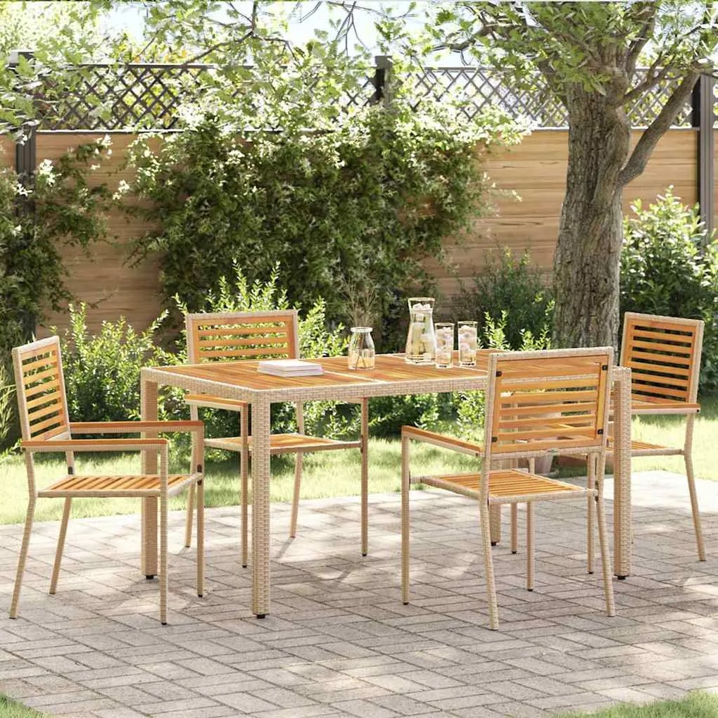 vidaXL Cadeiras empilháveis para jardim 4 pcs Marrom, Bege