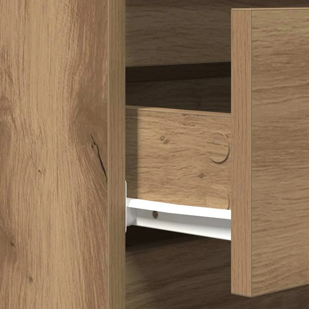 Sideboard vidaXL com Gavetas Carvalho Artesanal 60x35x70 cm Madeira de